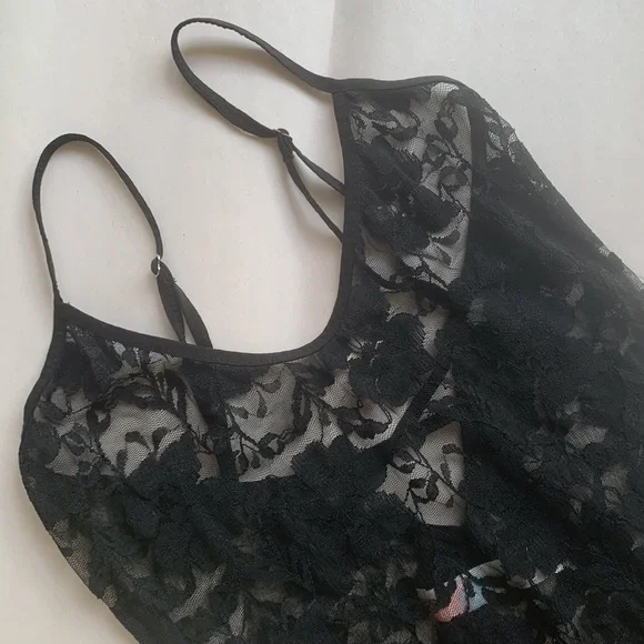 Free People Beach Black Lace Bodysuit Lingerie Top Cami Sexy Size Small - Picture 5 of 15